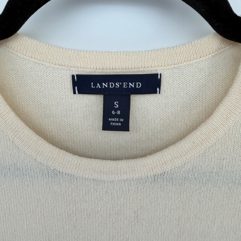 Lands' End 100% Cashmere Sweater Women's Small Striped Crewneck Soft Luxury Knit - Picture 2 of 6